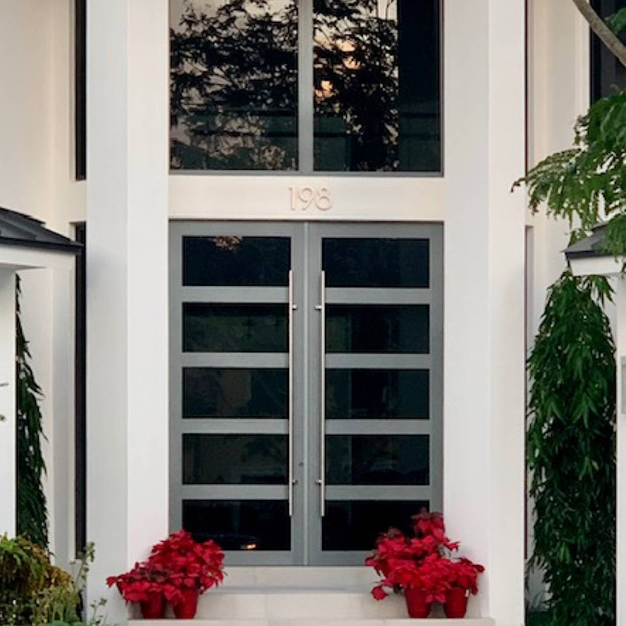 Impact French entry doors with custom design